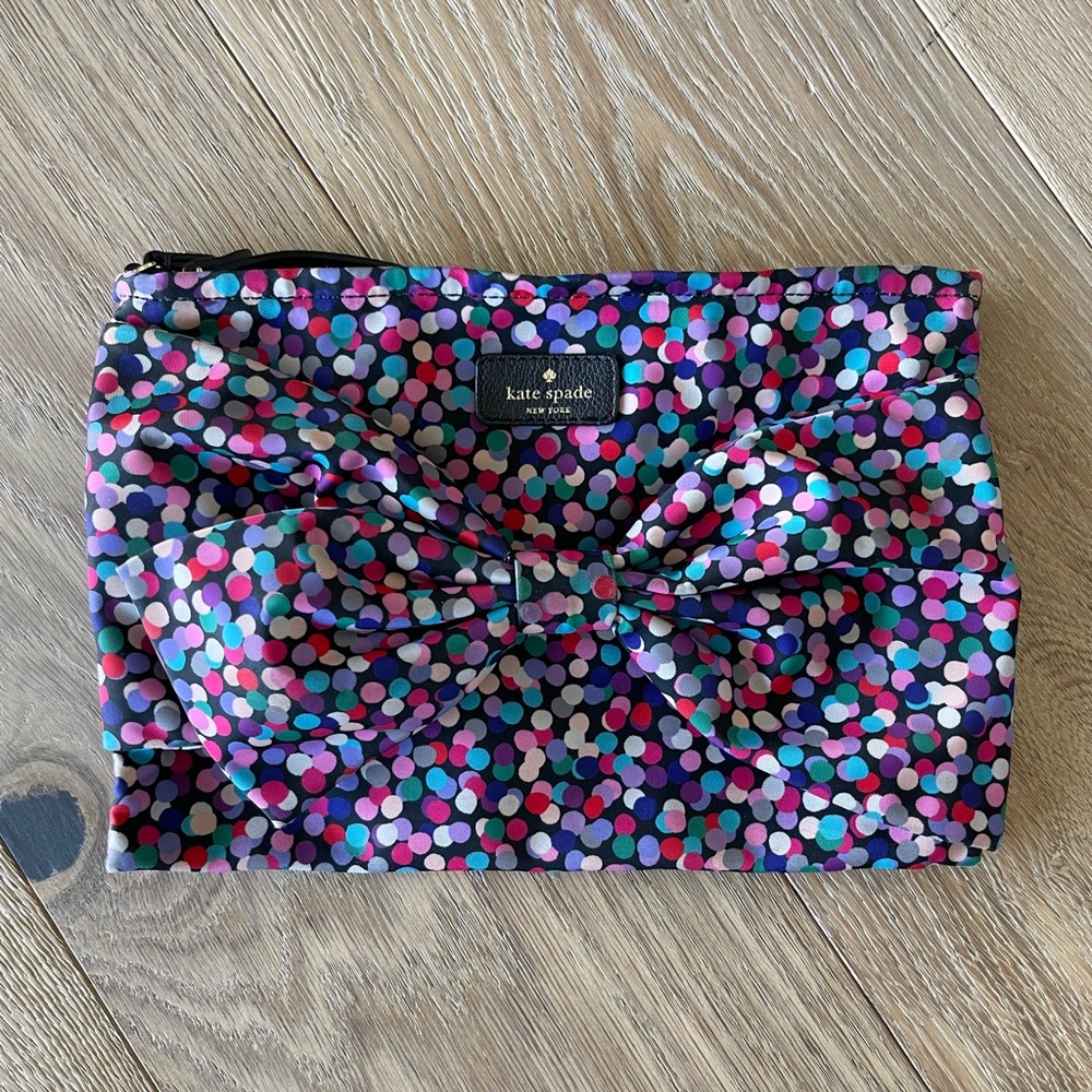 Kate Spade Multicolored Polka Dot With Bow Wristlet Bag